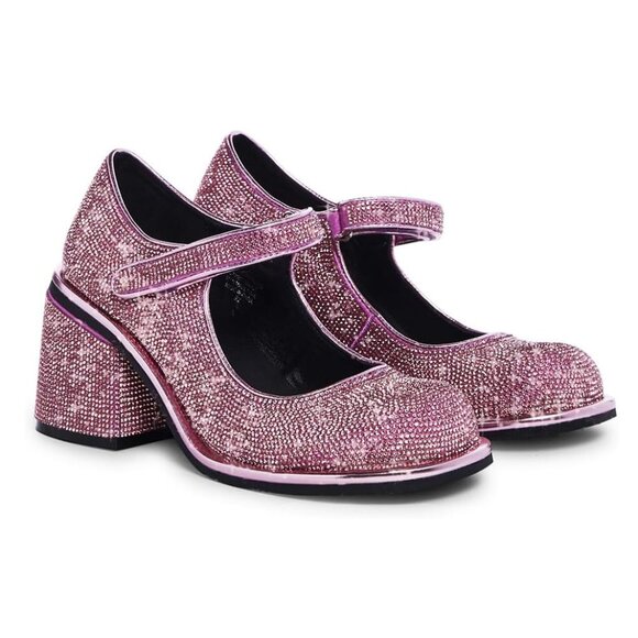 Dolls Kill Desire Me Rhinestone Mary Janes by Sugar Thrillz | Pink | Size 8 - Picture 1 of 6